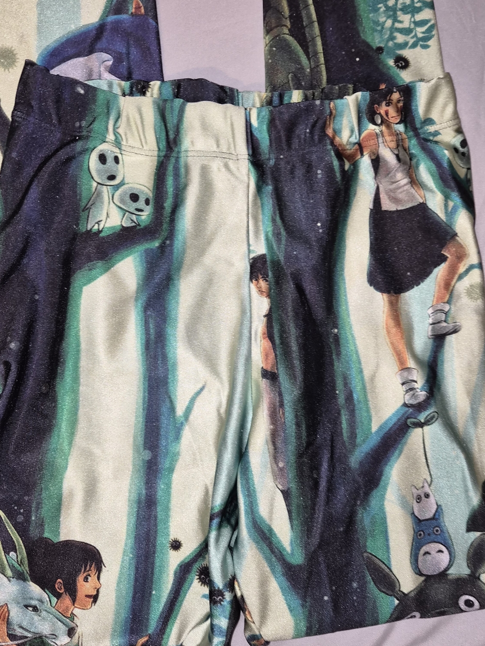Girls' Printed Forest Character Leggings - Teal & Navy